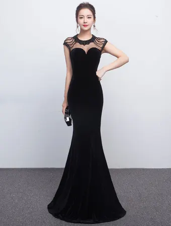Reizvolles Meerjungfrau Abendkleid 2017 Wulstiges Schwarzes Festliche Kleid