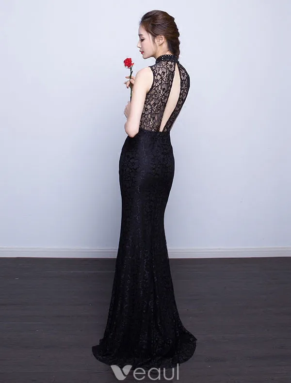 Robe De Soirée Sirène Sexy 2017 Robe Ceremonie Dos Nu Noire