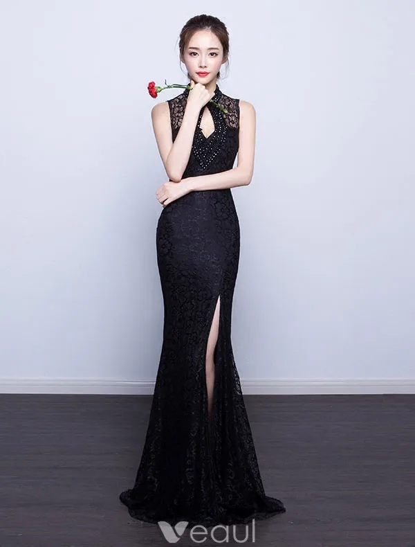 Robe De Soirée Sirène Sexy 2017 Robe Ceremonie Dos Nu Noire