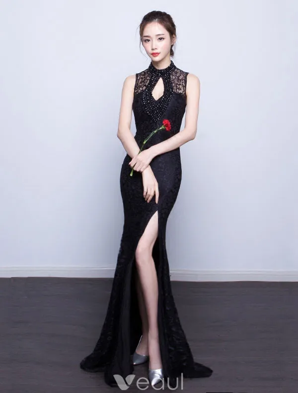 Robe De Soirée Sirène Sexy 2017 Robe Ceremonie Dos Nu Noire