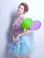 Flower Fairy Prom Dresses 2017 V-neck Applique Petals Ruffle Blue Tulle Occasion Dress