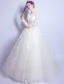 Princess A-line Wedding Dresses 2017 Scoop Neck Applique Flowers And Laces White Tulle Bridal Gowns