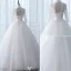 Vintage Brautkleider 2017 Hohe Hals Applikationen Knöpfe Weißen Glitzer Tüll Brautkleider
