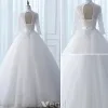 Vintage Brautkleider 2017 Hohe Hals Applikationen Knöpfe Weißen Glitzer Tüll Brautkleider