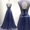 Świecący Sukienki Na Bal Studniówkę 2016 Gorset Cekiny Wzór Linkę Granatowa Suknia