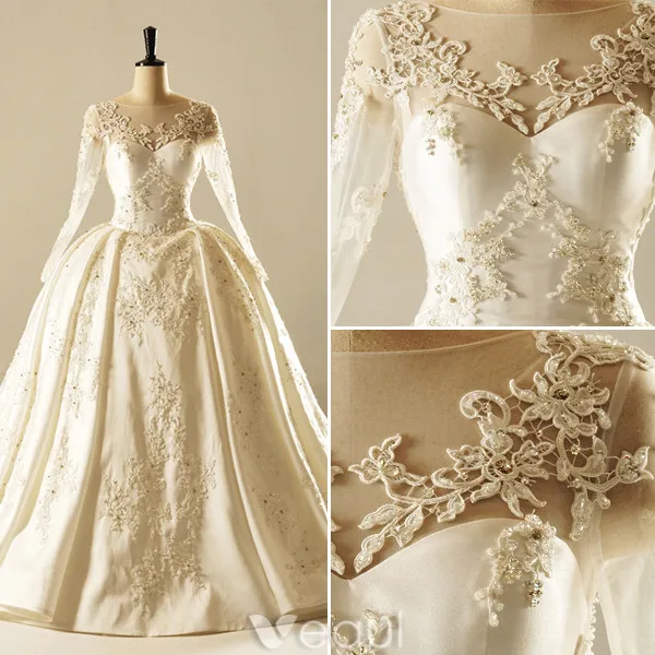 Robe De Mariée De Luxe 2017 Carré Décolleté Applique Dentelle Perles Strass Ruffled Robes De Mariée En Satin Nuptiale (1,1 M De Train)