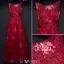 Glamorous Prom Dresses 2017 Scoop Neckline Applique Lace Burgundy Backless Dress