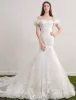 Élégante Sirène Robes De Mariée 2017 De La Dentelle Applique Épaule Et Fleurs Robe De Mariée