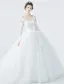 Elegant Wedding Dresses 2017 V-neck Applique Lace Ball Gown Bridal Gowns With Sleeves