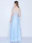 Belle Robe De Soirée Longue Bleue Dentelle Sans Manches Robe Ceremonie