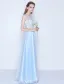 Belle Robe De Soirée Longue Bleue Dentelle Sans Manches Robe Ceremonie