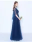 Sexy Blue Evening Dress Appliques Lace Long Formal Dress Backless