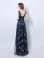 Sparkly Evening Dresses 2017 Scoop Neckline Navy Blue Tulle Long Dress