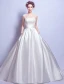 Robe De Mariée Belle 2017 Scoop Décolleté Manches Volants Blanc Satin Robes De Mariée Avec Des Poches