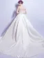 Robe De Mariée Belle 2017 Scoop Décolleté Manches Volants Blanc Satin Robes De Mariée Avec Des Poches
