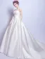 Robe De Mariée Belle 2017 Scoop Décolleté Manches Volants Blanc Satin Robes De Mariée Avec Des Poches