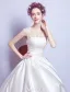 Robe De Mariée Belle 2017 Scoop Décolleté Manches Volants Blanc Satin Robes De Mariée Avec Des Poches