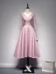 Beautiful Evening Dresses 2017 V-neck Backless Pink Tea Length Lace Dress