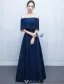 Elegant Long Evening Dress Burgundy Lace Off The Shoulder Formal Dress With Half Sleeves