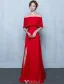 Elegant Long Evening Dress Burgundy Lace Off The Shoulder Formal Dress With Half Sleeves