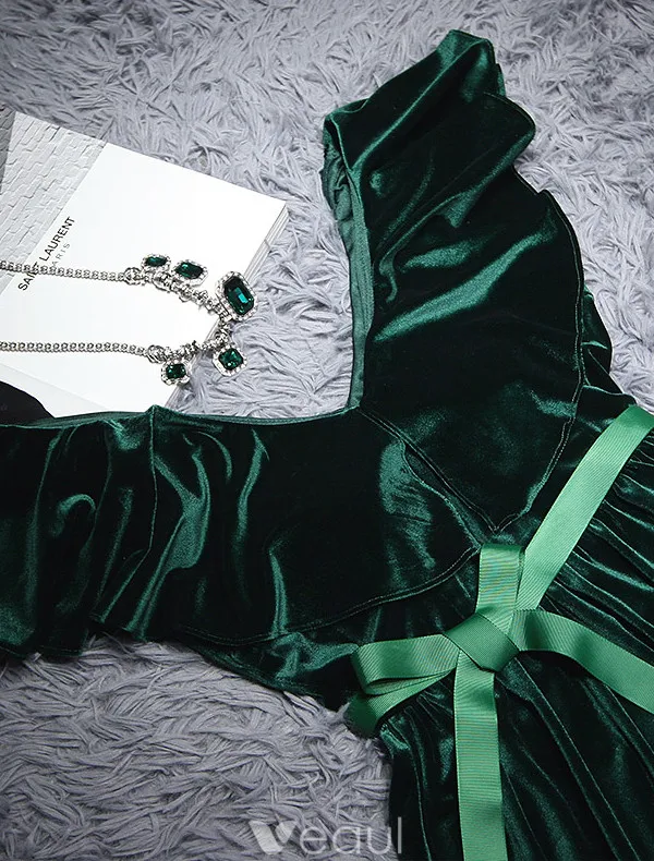 Élégant Sirène Robe De Soirée 2017 Volants V-cou Bowknot Sash Robe De Longueur Cheville