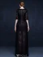 Charmante Robe De Soirée En Dentelle Noire Longue Robe De Ceremonie Avec Demi-manches
