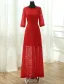 Charmante Robe De Soirée En Dentelle Noire Longue Robe De Ceremonie Avec Demi-manches