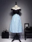 Beautiful Evening Dresses 2017 Off The Shoulder Black And Sky Blue Lace Dress