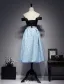 Beautiful Evening Dresses 2017 Off The Shoulder Black And Sky Blue Lace Dress