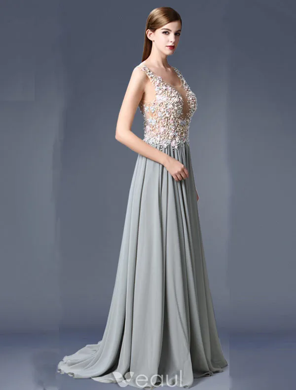 Robe De Soirée Sexy 2017 Perlée Perlée Robe De Ceremonie Sans Dos