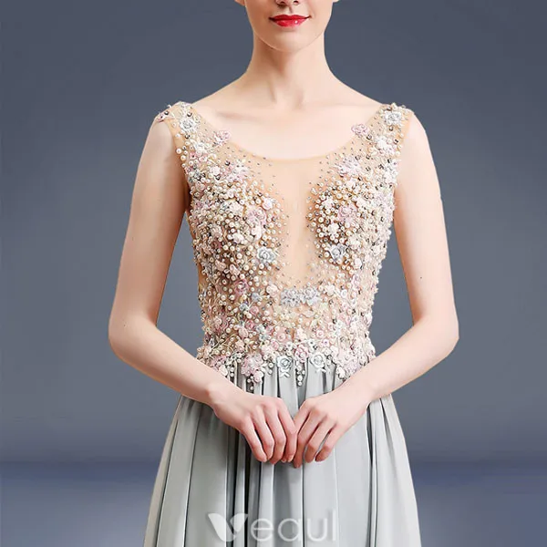 Robe De Soirée Sexy 2017 Perlée Perlée Robe De Ceremonie Sans Dos