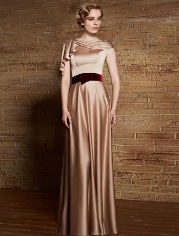 Elegant Evening Dress 2017 Ruffle Long Formal Gown With Sash