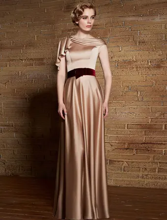 Elegantes Abendkleid 2017 Rüsche Langes Festliche Kleid Mit Schärpe