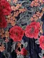 Robe De Soirée Belle 2017 V-cou Applique Roses Fleur Bleu Marine Robe De Dentelle