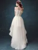 Beach Wedding Dresses 2017 Off The Shoulder Beading Rhinestones Applique Lace Asymmetrical Bridal Gowns