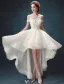 Robe De Mariée De Plage 2017 Sur L'épaule Perles Strass Applique Dentelle Robes De Mariée Asymétriques