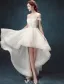Robe De Mariée De Plage 2017 Sur L'épaule Perles Strass Applique Dentelle Robes De Mariée Asymétriques