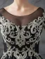 Glitter Prom Dresses 2017 Scoop Neckline Beading Rhinestones Ruffle Black Satin Dress