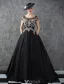 Glitter Prom Dresses 2017 Scoop Neckline Beading Rhinestones Ruffle Black Satin Dress