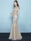 Belle Robe De Soirée Sirène 2017 Or Glitter Longue Robe Ceremonie Sans Manches