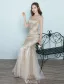 Belle Robe De Soirée Sirène 2017 Or Glitter Longue Robe Ceremonie Sans Manches