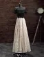 Belle Robe De Soirée 2017 Au Large De L'épaule Perles Lumière Champagne Dentelle Robe De Devant Split
