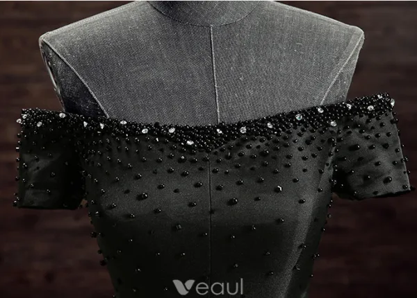 Belle Robe De Soirée 2017 Au Large De L'épaule Perles Lumière Champagne Dentelle Robe De Devant Split