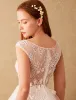 Beautiful A-line Wedding Dresses 2017 Scoop Neckline Beading And Applique Lace Flowers Bridal Gowns