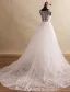 Beautiful A-line Wedding Dresses 2017 Scoop Neckline Beading And Applique Lace Flowers Bridal Gowns
