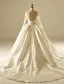Robe De Mariée De Luxe 2017 Carré Décolleté Applique Dentelle Perles Strass Ruffled Robes De Mariée En Satin Nuptiale (1,1 M De Train)