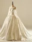 Robe De Mariée De Luxe 2017 Carré Décolleté Applique Dentelle Perles Strass Ruffled Robes De Mariée En Satin Nuptiale (1,1 M De Train)