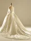 Robe De Mariée De Luxe 2017 Carré Décolleté Applique Dentelle Perles Strass Ruffled Robes De Mariée En Satin Nuptiale (1,1 M De Train)