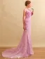 Beautiful Evening Dresses 2017 Scoop Neckline Ruffle Chiffon Lace Mermaid Long Dress