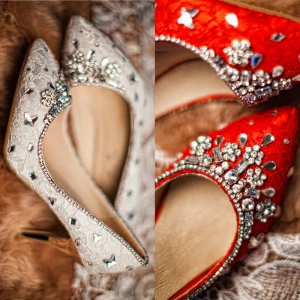 Håndlagde Bryllup Sko 2017 Blonder Og Beading Rhinestones 8cm Brudesko